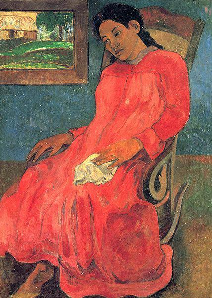 Paul Gauguin Frau im rotem Kleid